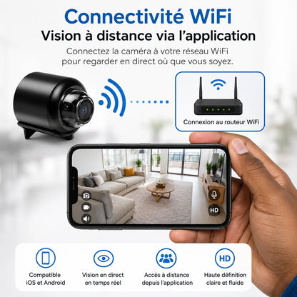 Mini Caméra WiFi 4K Ultra Discrète – Surveillance à Distance 24h/24